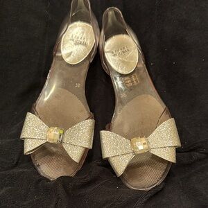Stuart Weitzman Women's Glittering Silver Bow Sandals